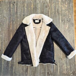 Zara Kids Black Jacket with Cream Accents
